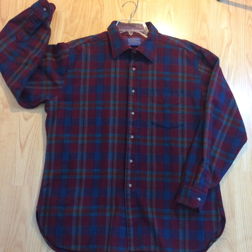 Vintage PENDLETON wool Lodge shirt XL berrry blue